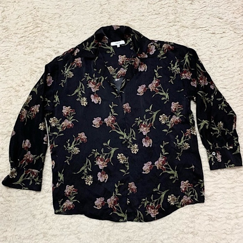 VINCE. Iris Honeysuckle 100% Silk Shaped Collar Pullover - Size S - Picture 11 of 14